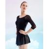 imageDaydance 34 Sleeve Black Leotards for Women Skirted Ballet Dress Adult Dance AttireBlack34 Sleeve