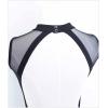 imageDaydance Black Girls Women Dance Leotards One Mesh Short Sleeve Ballet Clothes with Open BackBlackcotton Spandex