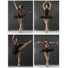 imageDaydance Black Girls Women Dance Leotards One Mesh Short Sleeve Ballet Clothes with Open BackBlackcotton Spandex