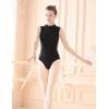 imageDaydance Black Girls Women Dance Leotards One Mesh Short Sleeve Ballet Clothes with Open BackBlacknylon Spandex