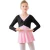 imageDaydance Girls Dance Crop Tops Ballet Wrap Shrug Sweater Long SleeveBlack