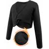 imageDaydance Girls Dance Crop Tops Ballet Wrap Shrug Sweater Long SleeveBlackfleeced