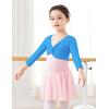 imageDaydance Girls Dance Crop Tops Ballet Wrap Shrug Sweater Long SleeveBlue