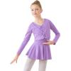 imageDaydance Girls Dance Crop Tops Ballet Wrap Shrug Sweater Long SleeveLavender