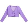 imageDaydance Girls Dance Crop Tops Ballet Wrap Shrug Sweater Long SleeveLavenderfleeced