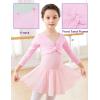 imageDaydance Girls Dance Crop Tops Ballet Wrap Shrug Sweater Long SleevePink