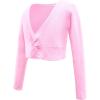 imageDaydance Girls Dance Crop Tops Ballet Wrap Shrug Sweater Long SleevePink