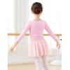 imageDaydance Girls Dance Crop Tops Ballet Wrap Shrug Sweater Long SleevePink