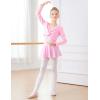 imageDaydance Girls Dance Crop Tops Ballet Wrap Shrug Sweater Long SleevePinkfleeced