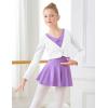 imageDaydance Girls Dance Crop Tops Ballet Wrap Shrug Sweater Long SleeveWhite