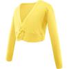 imageDaydance Girls Dance Crop Tops Ballet Wrap Shrug Sweater Long SleeveYellow