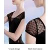 imageDaydance Girls Women Ballet Outfits Lace Cap Sleeve Dance Leotards for Gymnastics Aerial Yoga SwimmingBlack
