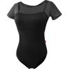 imageDaydance Girls Women Ballet Outfits Lace Cap Sleeve Dance Leotards for Gymnastics Aerial Yoga SwimmingBlackfaux 2 Piece