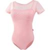 imageDaydance Girls Women Ballet Outfits Lace Cap Sleeve Dance Leotards for Gymnastics Aerial Yoga SwimmingPinkfaux 2 Piece