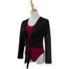 imageDaydance Girls Womens Dance Top Wrap Cotton Cardigan Shrug Sweater for BalletBlack