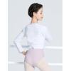 imageDaydance Girls Womens Dance Top Wrap Cotton Cardigan Shrug Sweater for BalletWhite