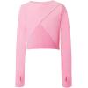 imageDaydance Kids Girls Ballet Shrug Knit Pullover Dance Sweater with Thumb HolesPink