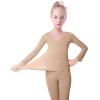 imageDaydance Nude Kids Girls Base Layers Set Tan Active Undergarments for Dance Ballet Gymnastics Performance in WinterNude