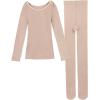 imageDaydance Nude Kids Girls Base Layers Set Tan Active Undergarments for Dance Ballet Gymnastics Performance in WinterNudefleece Lined