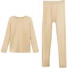 imageDaydance Nude Kids Girls Base Layers Set Tan Active Undergarments for Dance Ballet Gymnastics Performance in WinterNudefootless