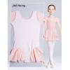 imageDaydance Skirted Leotards Girls Short Sleeve Leotard Dress for Ballet DanceBallet Pinkliningshort Sleeve Dress