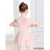 imageDaydance Skirted Leotards Girls Short Sleeve Leotard Dress for Ballet DanceBallet Pinkliningshort Sleeve Dress
