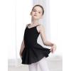 imageDaydance Skirted Leotards Girls Short Sleeve Leotard Dress for Ballet DanceBlackliningcamisole Dress