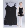 imageDaydance Skirted Leotards Girls Short Sleeve Leotard Dress for Ballet DanceBlackliningcamisole Dress