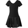 imageDaydance Skirted Leotards Girls Short Sleeve Leotard Dress for Ballet DanceBlackliningshort Sleeve Dress