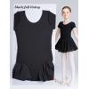 imageDaydance Skirted Leotards Girls Short Sleeve Leotard Dress for Ballet DanceBlackliningshort Sleeve Dress