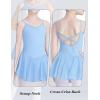 imageDaydance Skirted Leotards Girls Short Sleeve Leotard Dress for Ballet DanceBlueliningcamisole Dress