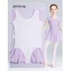 imageDaydance Skirted Leotards Girls Short Sleeve Leotard Dress for Ballet DanceLilacliningshort Sleeve Dress