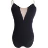 imageDaydance Womens Dance Leotards Camisole Cotton Ballet BodysuitBlackinserted Mesh