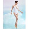 imageDaydance Womens Dance Leotards Camisole Cotton Ballet BodysuitWhiteinserted Mesh