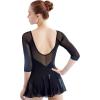 imageDaydance 34 Sleeve Black Leotards for Women Skirted Ballet Dress Adult Dance AttireBlack34 Sleeve