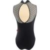 imageDaydance Black Girls Women Dance Leotards One Mesh Short Sleeve Ballet Clothes with Open BackBlacknylon Spandex