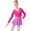 imageDaydance Girls Dance Crop Tops Ballet Wrap Shrug Sweater Long SleeveFusia