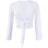 imageDaydance Girls Womens Dance Top Wrap Cotton Cardigan Shrug Sweater for BalletWhite