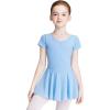 imageDaydance Skirted Leotards Girls Short Sleeve Leotard Dress for Ballet DanceBlueliningshort Sleeve Dress