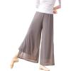 imageDaydance Women Palazzo Pants Loose 2 Layers Side Slit Loungewear for Dance Ballet YogaGrey2 Layers