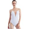 imageDaydance Womens Dance Leotards Camisole Cotton Ballet BodysuitWhiteinserted Mesh
