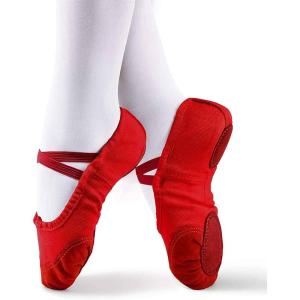 imageDaydance Ballet Slippers Soft Split Sole Dance Shoes Toddler Kids Boys Girls AdultRed