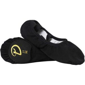 imageDaydance Beige Elastic Canvas Ballet ShoesSlippers for Women GirlsBlack