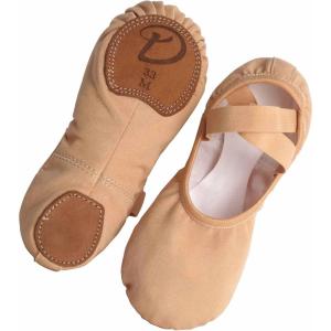 imageDaydance Beige Elastic Canvas Ballet ShoesSlippers for Women GirlsBrown