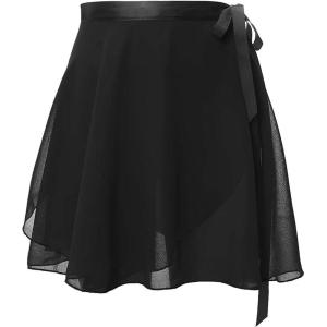 imageDaydance Black Girls Women Ballet Wrap Skirts Sheer Chiffon Dance Over Scarf for LeotardsBlack