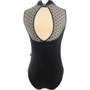 imageDaydance Black Girls Women Dance Leotards One Mesh Short Sleeve Ballet Clothes with Open BackBlacknylon Spandex