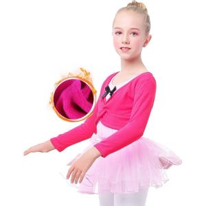 imageDaydance Girls Dance Crop Tops Ballet Wrap Shrug Sweater Long SleeveFusiafleeced