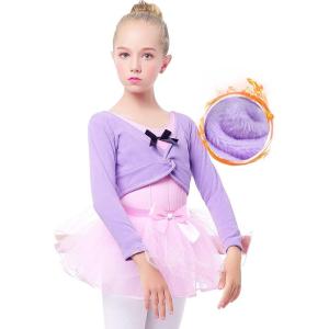 imageDaydance Girls Dance Crop Tops Ballet Wrap Shrug Sweater Long SleeveLavenderfleeced
