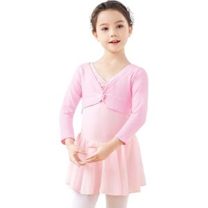 imageDaydance Girls Dance Crop Tops Ballet Wrap Shrug Sweater Long SleevePink