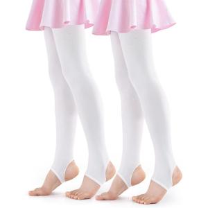 imageDaydance Girls Women Stirrup Dance Tights for Ballet Gymnastics School 80D 2 PairsWhitestirrup2 Packs